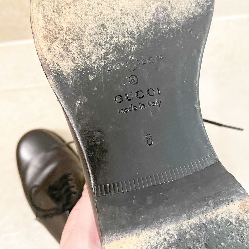 Gucci Lace Up Dress Shoes Black Leather - Picture 8 of 11